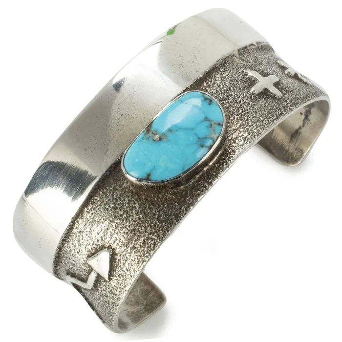 Kalifano Rings Carico Lake Turquoise USA Native American Made 925 Sterling Silver Cuff