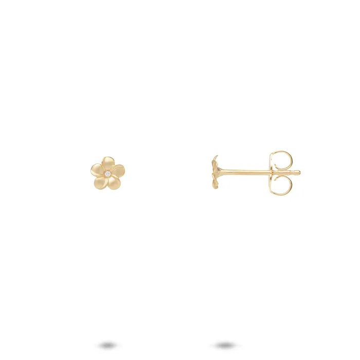 Maui Divers Jewelry Earrings Plumeria Earrings in Gold with Diamonds 5mm