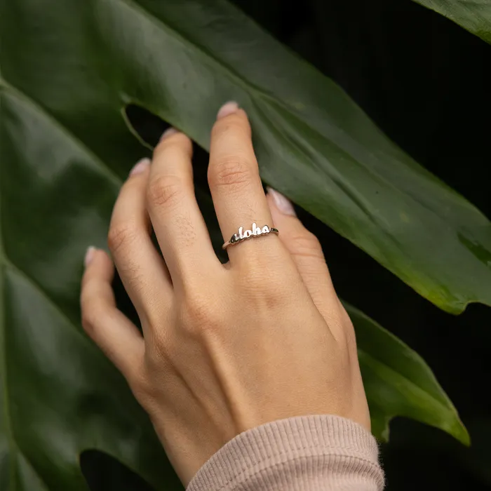 Maui Divers Jewelry Rings Aloha Ring in White Gold