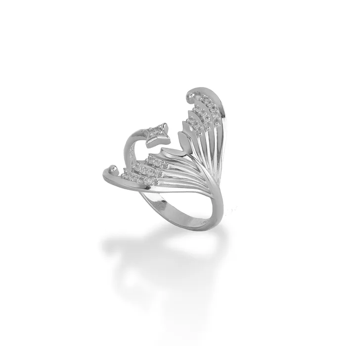 Maui Divers Jewelry Rings Moon Mermaid Ring in White Gold with Diamonds