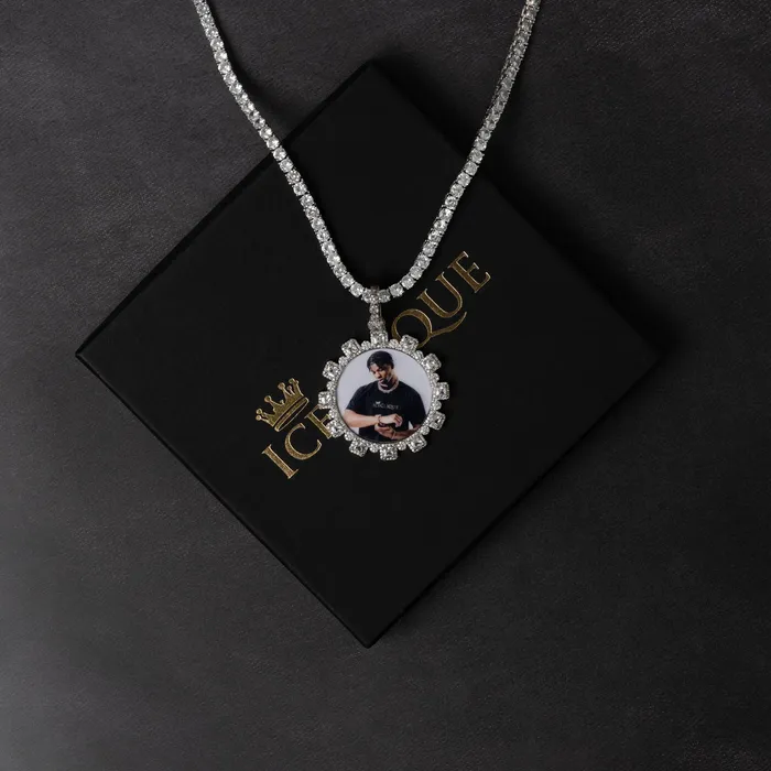 Necklaces Baguette Gear Shaped Custom Photo Pendant ICECLIQUE JEWELRY