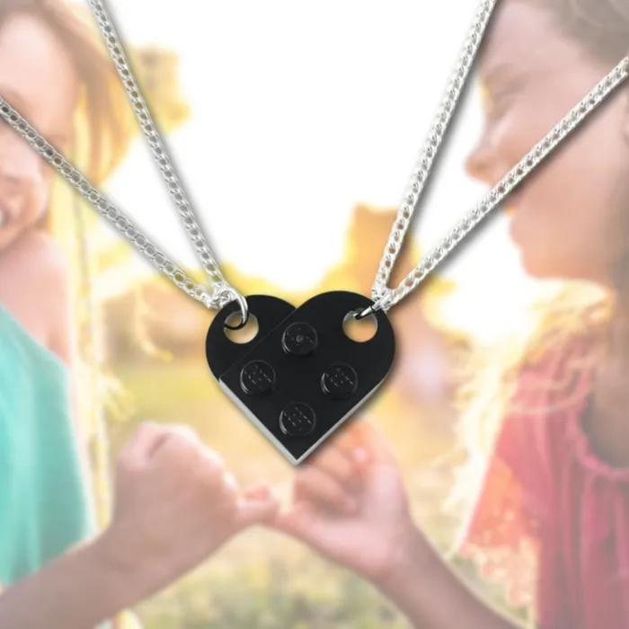 Necklaces Hidden Forever Matching Sister Building Brick Heart Necklace