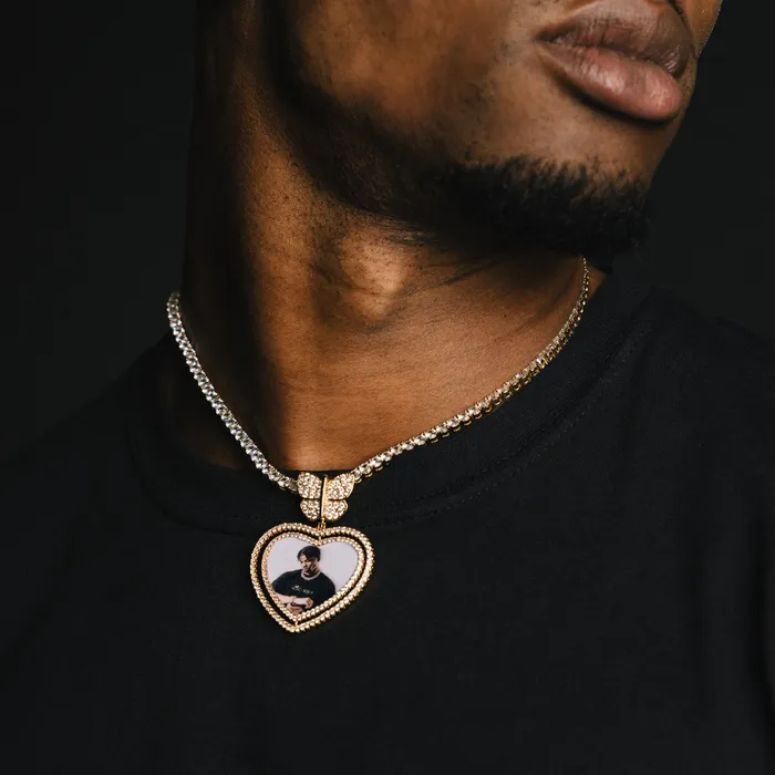 Necklaces ICECLIQUE JEWELRY Butterfly Heart Custom Photo Pendant