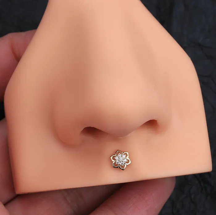 OUFER BODY JEWELRY Earrings 14K Gold CZ Flower Dermal Tops 16G Internally Threaded Dermal Jewelry OUFER BODY JEWELRY Earrings 14K Gold CZ Flower Dermal Tops 16G Internally Threaded Dermal Jewelry