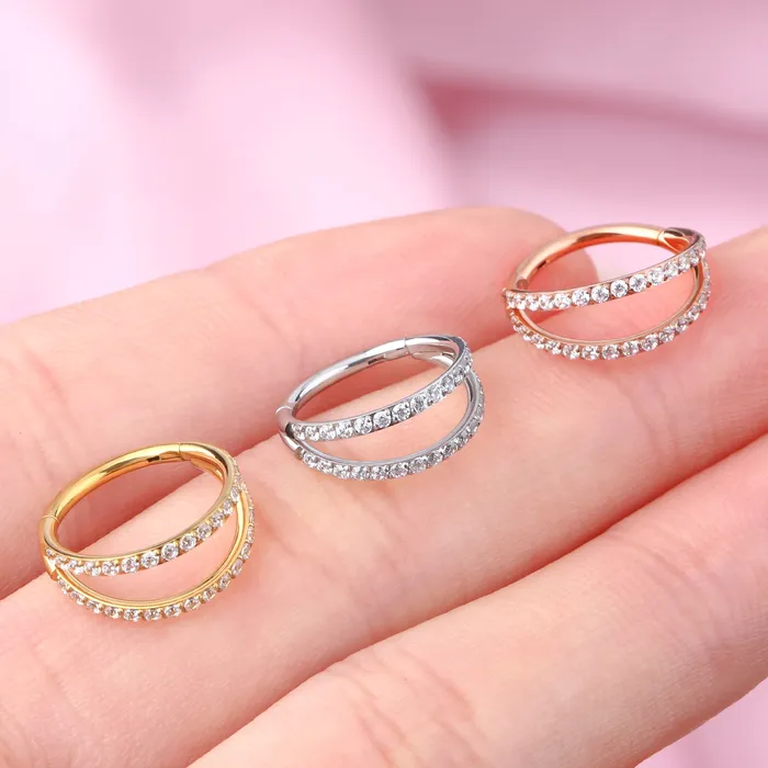 OUFER BODY JEWELRY Earrings 18G Double Nose Hoop Conch Earring CZ Helix Earring OUFER BODY JEWELRY Earrings 18G Double Nose Hoop Conch Earring CZ Helix Earring