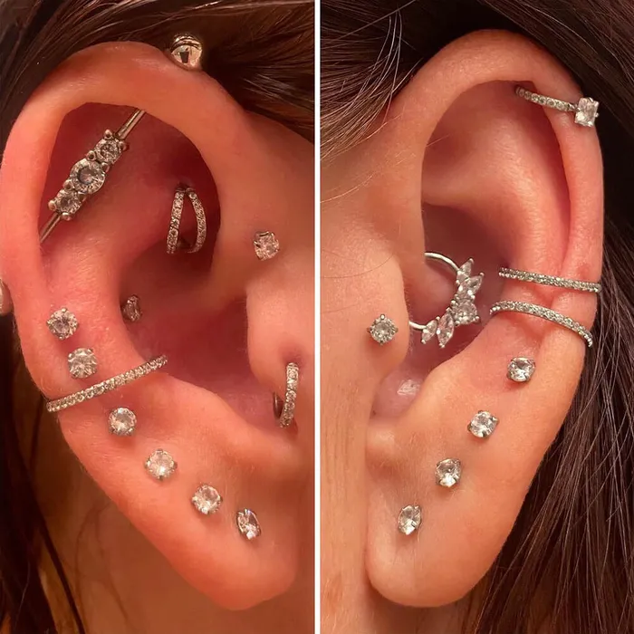OUFER BODY JEWELRY Earrings 18G Double Nose Hoop Conch Earring CZ Helix Earring OUFER BODY JEWELRY Earrings 18G Double Nose Hoop Conch Earring CZ Helix Earring