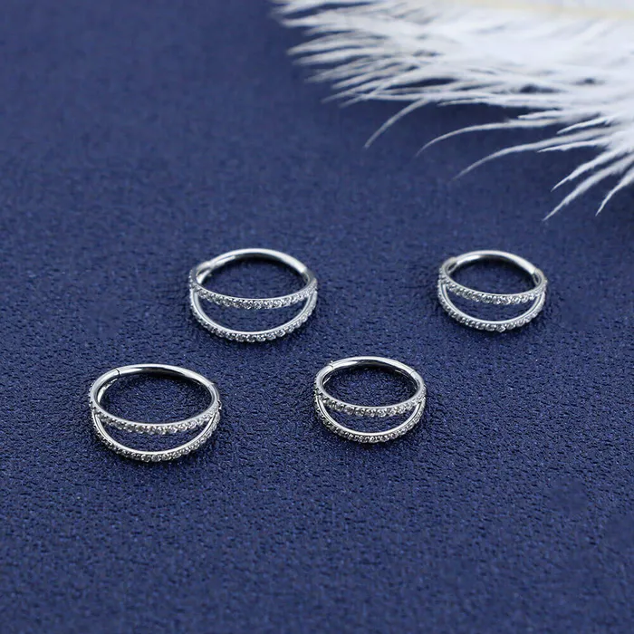 OUFER BODY JEWELRY Earrings 18G Double Nose Hoop Conch Earring CZ Helix Earring OUFER BODY JEWELRY Earrings 18G Double Nose Hoop Conch Earring CZ Helix Earring