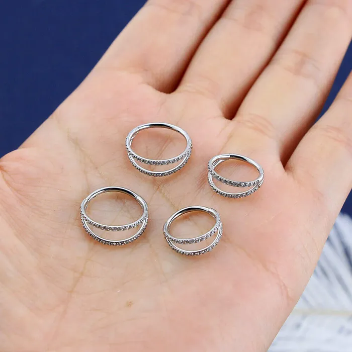 OUFER BODY JEWELRY Earrings 18G Double Nose Hoop Conch Earring CZ Helix Earring OUFER BODY JEWELRY Earrings 18G Double Nose Hoop Conch Earring CZ Helix Earring
