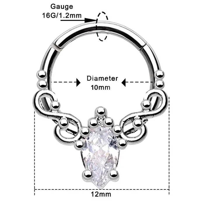 OUFER BODY JEWELRY Rings 16G Oval Crystal CZ Segment Septum Ring and Daith Earring OUFER BODY JEWELRY Rings 16G Oval Crystal CZ Segment Septum Ring and Daith Earring