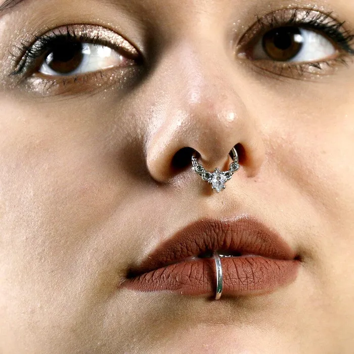 OUFER BODY JEWELRY Rings 16G Oval Crystal CZ Segment Septum Ring and Daith Earring OUFER BODY JEWELRY Rings 16G Oval Crystal CZ Segment Septum Ring and Daith Earring