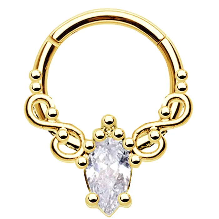 OUFER BODY JEWELRY Rings 16G Oval Crystal CZ Segment Septum Ring and Daith Earring OUFER BODY JEWELRY Rings 16G Oval Crystal CZ Segment Septum Ring and Daith Earring