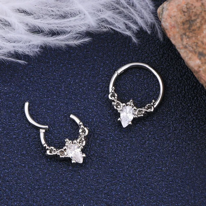 OUFER BODY JEWELRY Rings 16G Oval Crystal CZ Segment Septum Ring and Daith Earring OUFER BODY JEWELRY Rings 16G Oval Crystal CZ Segment Septum Ring and Daith Earring