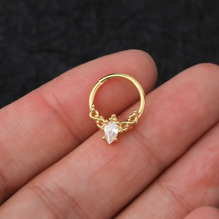OUFER BODY JEWELRY Rings 16G Oval Crystal CZ Segment Septum Ring and Daith Earring OUFER BODY JEWELRY Rings 16G Oval Crystal CZ Segment Septum Ring and Daith Earring