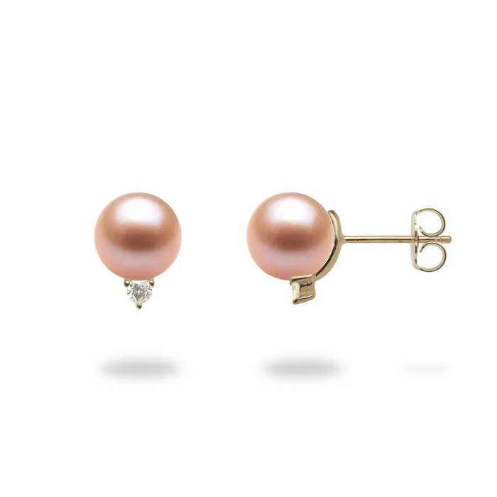 PickAPearl Earrings Pick A Pearl Earrings in Gold with Diamonds