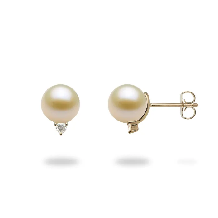 PickAPearl Earrings Pick A Pearl Earrings in Gold with Diamonds