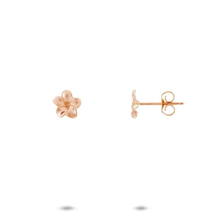 Plumeria Earrings in Rose Gold 7mm Maui Divers Jewelry Earrings