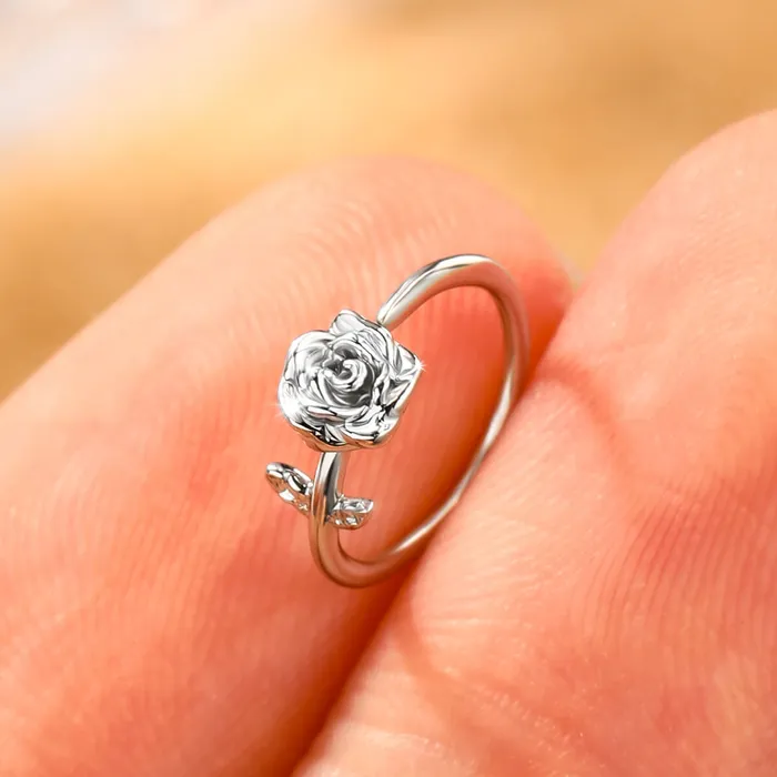Rings 20G Seamless Ring Engraved Rose Nose Hoop OUFER BODY JEWELRY