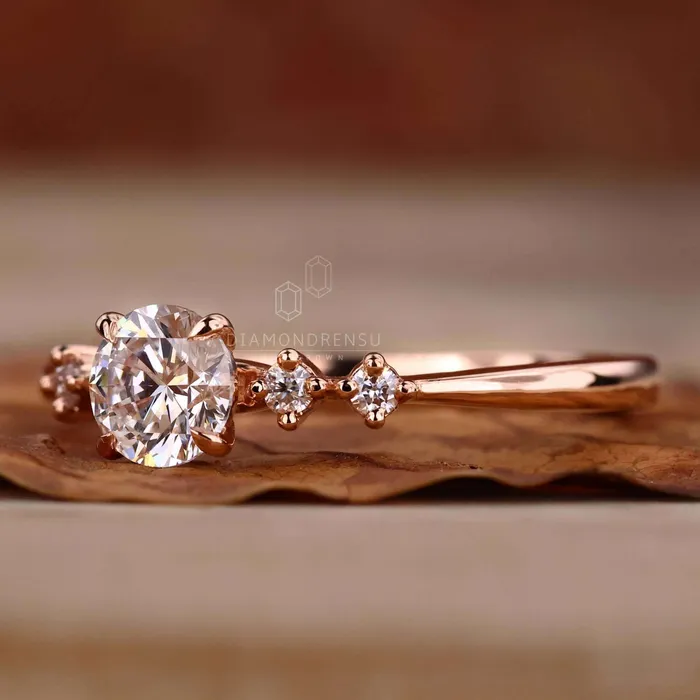 Rings Diamondrensu 053 CT Round Cut Lab Grown Diamond Five Stone Engagement Ring