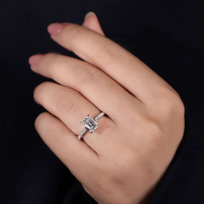 Rings Diamondrensu 178 Carat Emerald Criss Cut FVS1 IGI Certified Lab Grown Diamond Engagement Ring