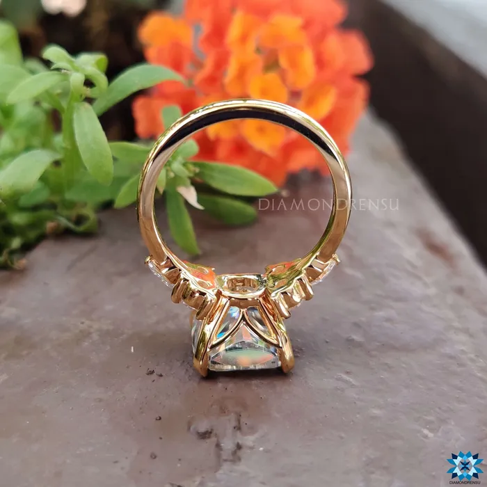 Rings Diamondrensu 489 TCW Cushion Brilliant Cut Moissanite Muse Engagement Ring Rings Diamondrensu 489 TCW Cushion Brilliant Cut Moissanite Muse Engagement Ring