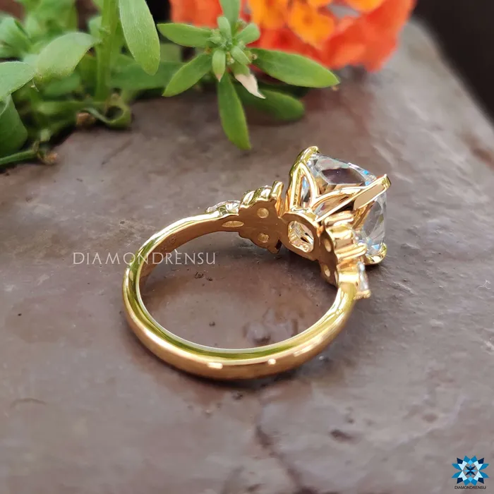 Rings Diamondrensu 489 TCW Cushion Brilliant Cut Moissanite Muse Engagement Ring Rings Diamondrensu 489 TCW Cushion Brilliant Cut Moissanite Muse Engagement Ring
