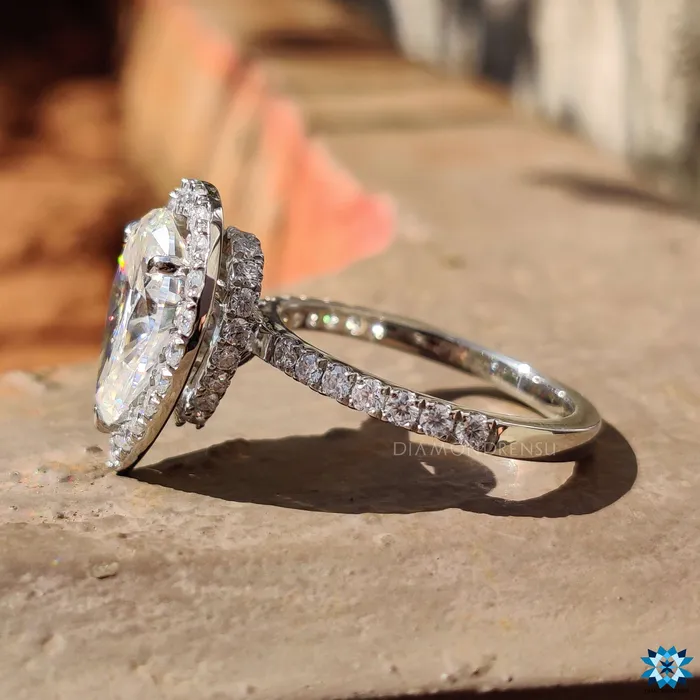Rings Diamondrensu Amazing 204 TCW Tear Drop Hidden Halo Pave Set Moissanite Engagement Ring Rings Diamondrensu Amazing 204 TCW Tear Drop Hidden Halo Pave Set Moissanite Engagement Ring