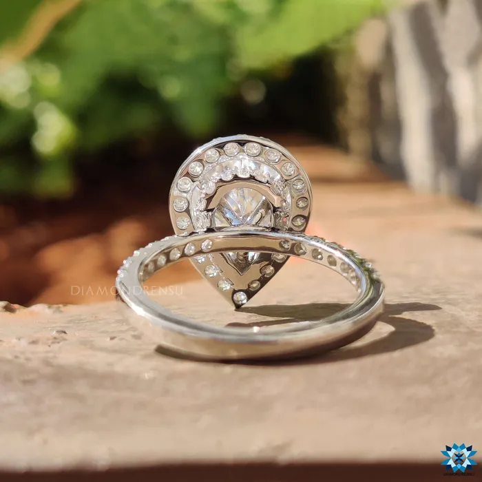 Rings Diamondrensu Amazing 204 TCW Tear Drop Hidden Halo Pave Set Moissanite Engagement Ring Rings Diamondrensu Amazing 204 TCW Tear Drop Hidden Halo Pave Set Moissanite Engagement Ring