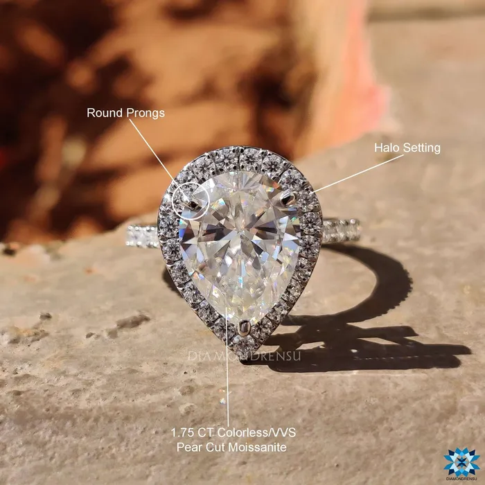 Rings Diamondrensu Amazing 204 TCW Tear Drop Hidden Halo Pave Set Moissanite Engagement Ring Rings Diamondrensu Amazing 204 TCW Tear Drop Hidden Halo Pave Set Moissanite Engagement Ring