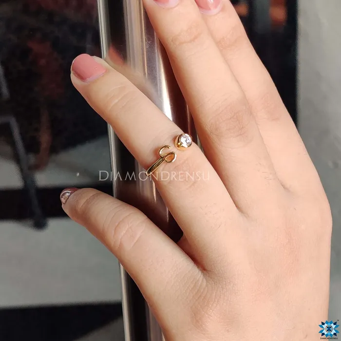 Rings Diamondrensu Personalized Initial Alphabet S Letter Moissanite Wedding Ring for Women