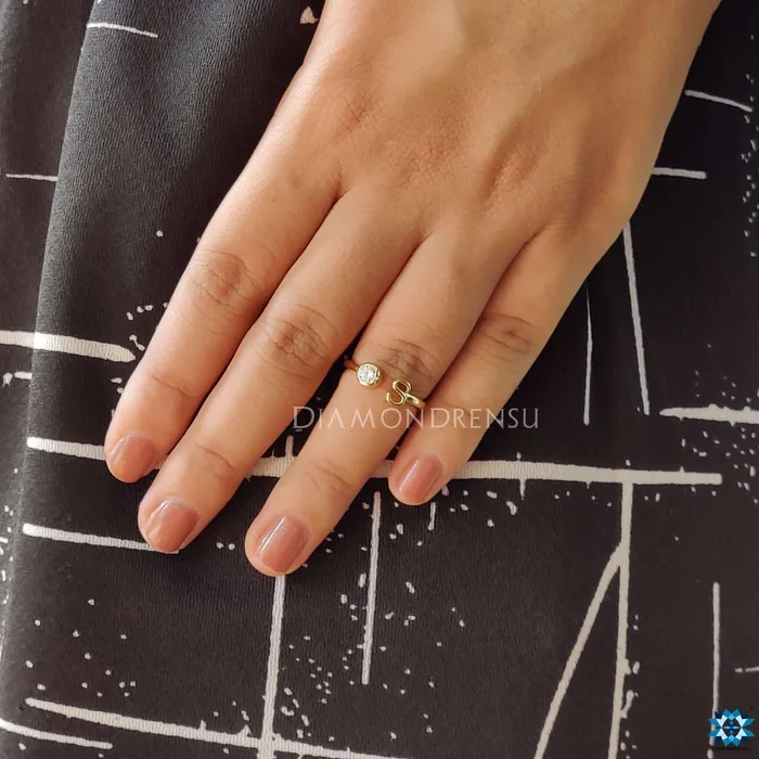 Rings Diamondrensu Personalized Initial Alphabet S Letter Moissanite Wedding Ring for Women
