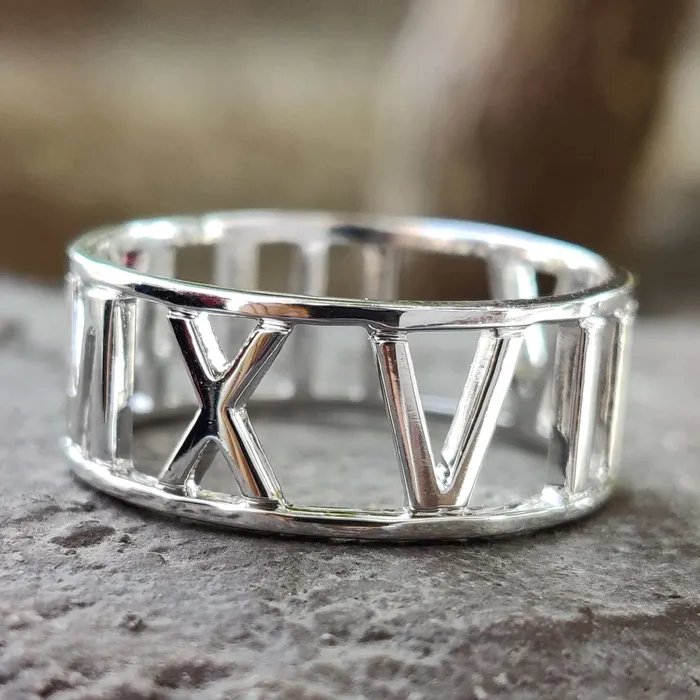 Rings Diamondrensu Personalized Roman Numeral Wedding Band ComfortFit Solid Gold Ring Rings Diamondrensu Personalized Roman Numeral Wedding Band ComfortFit Solid Gold Ring