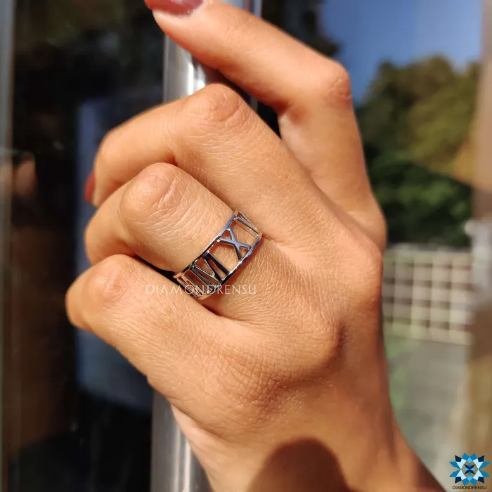 Rings Diamondrensu Personalized Roman Numeral Wedding Band ComfortFit Solid Gold Ring Rings Diamondrensu Personalized Roman Numeral Wedding Band ComfortFit Solid Gold Ring