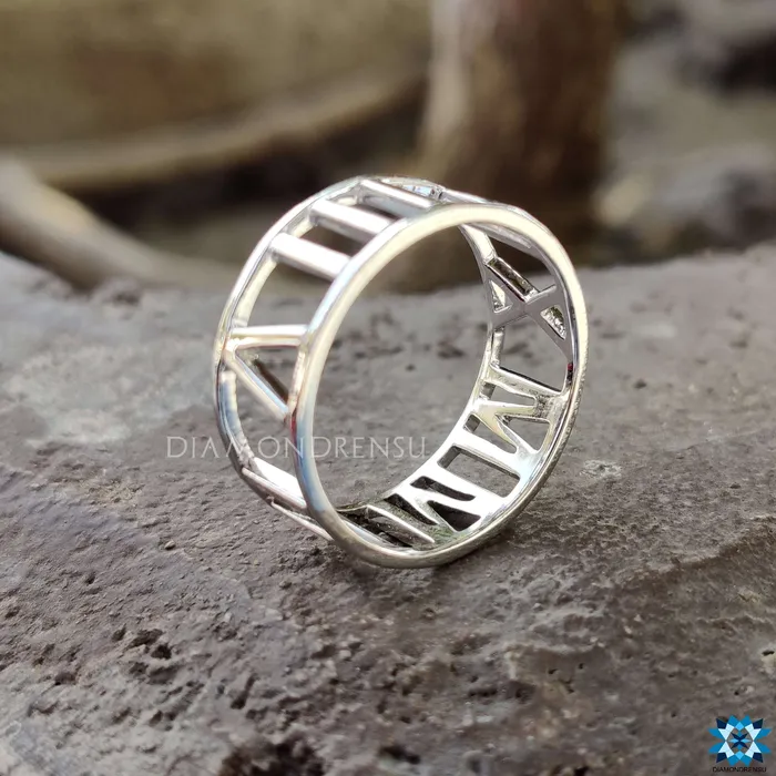 Rings Diamondrensu Personalized Roman Numeral Wedding Band ComfortFit Solid Gold Ring Rings Diamondrensu Personalized Roman Numeral Wedding Band ComfortFit Solid Gold Ring