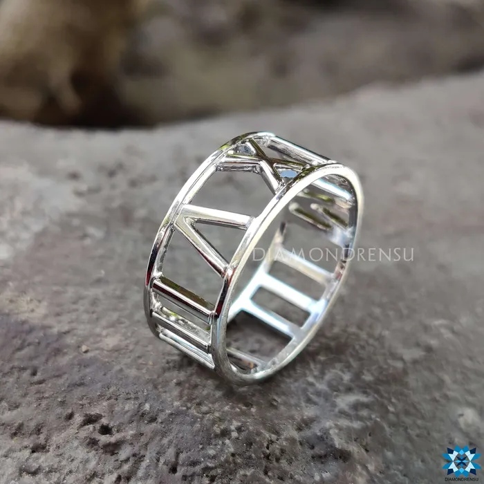 Rings Diamondrensu Personalized Roman Numeral Wedding Band ComfortFit Solid Gold Ring Rings Diamondrensu Personalized Roman Numeral Wedding Band ComfortFit Solid Gold Ring