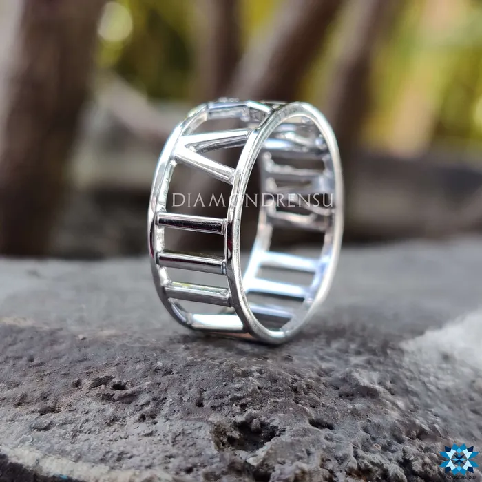 Rings Diamondrensu Personalized Roman Numeral Wedding Band ComfortFit Solid Gold Ring Rings Diamondrensu Personalized Roman Numeral Wedding Band ComfortFit Solid Gold Ring