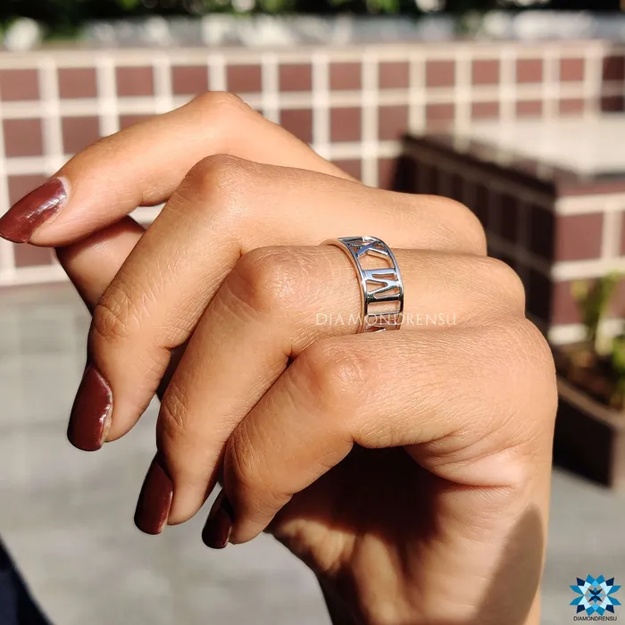Rings Diamondrensu Personalized Roman Numeral Wedding Band ComfortFit Solid Gold Ring Rings Diamondrensu Personalized Roman Numeral Wedding Band ComfortFit Solid Gold Ring