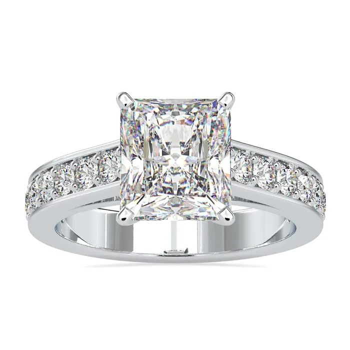 Rings Diamondrensu Radiant Cut Moissanite Ring With Pave Style