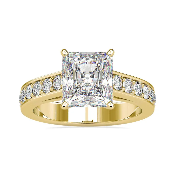 Rings Diamondrensu Radiant Cut Moissanite Ring With Pave Style