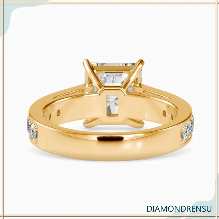 Rings Diamondrensu Radiant Cut Moissanite Ring With Pave Style