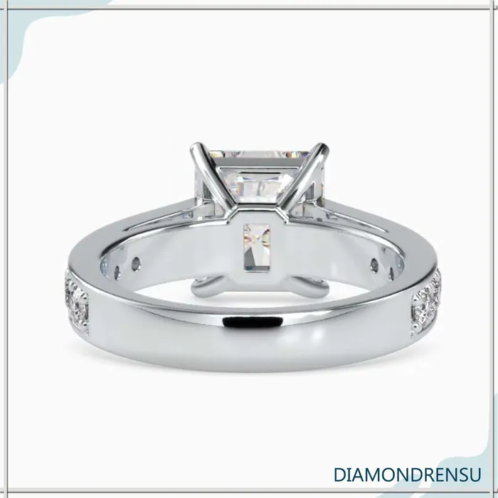 Rings Diamondrensu Radiant Cut Moissanite Ring With Pave Style