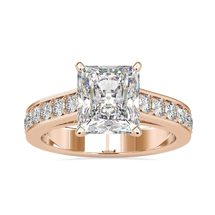 Rings Diamondrensu Radiant Cut Moissanite Ring With Pave Style