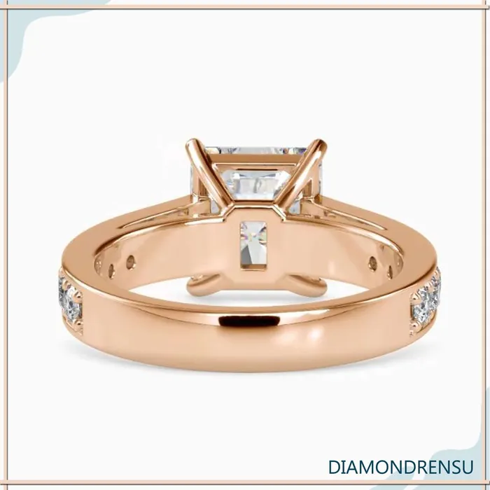 Rings Diamondrensu Radiant Cut Moissanite Ring With Pave Style