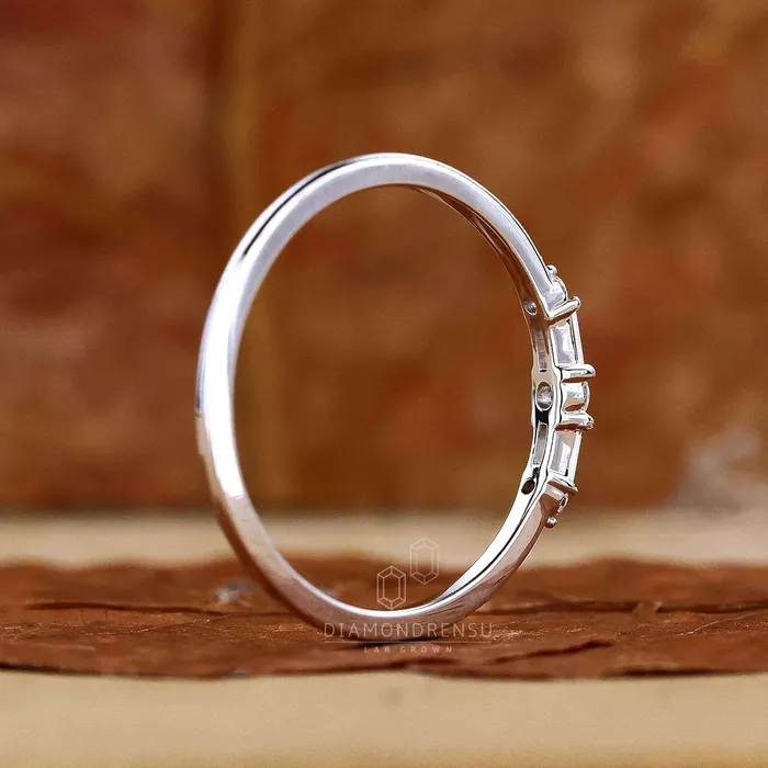 Rings Diamondrensu Round and Baguette Cut Lab Grown Diamond Promise Ring