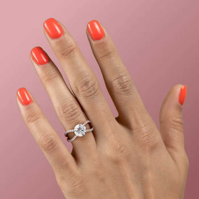 Rings Flawless Moissanite Round Cut Moissanite CrissCross Design