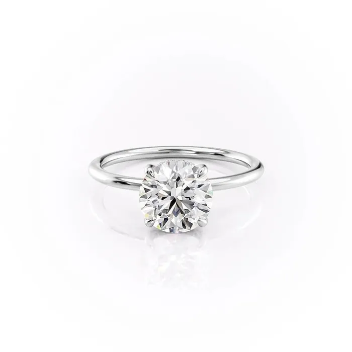 Rings Flawless Moissanite Round Cut Moissanite Ring Hidden Halo Design