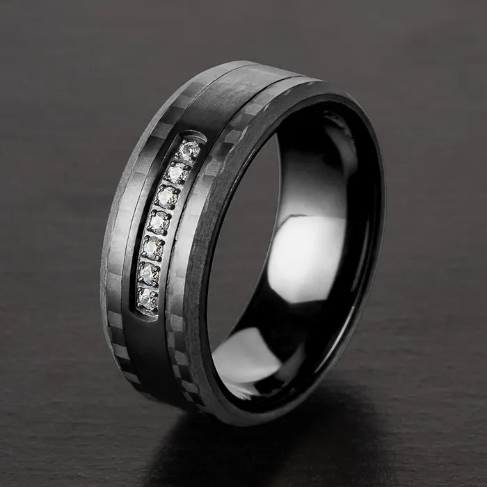Rings Invicta Jewelry Crucible Mens Black Plated Carbon Fiber Semi Eternity Cubic Zirconia Ring Rings Invicta Jewelry Crucible Mens Black Plated Carbon Fiber Semi Eternity Cubic Zirconia Ring