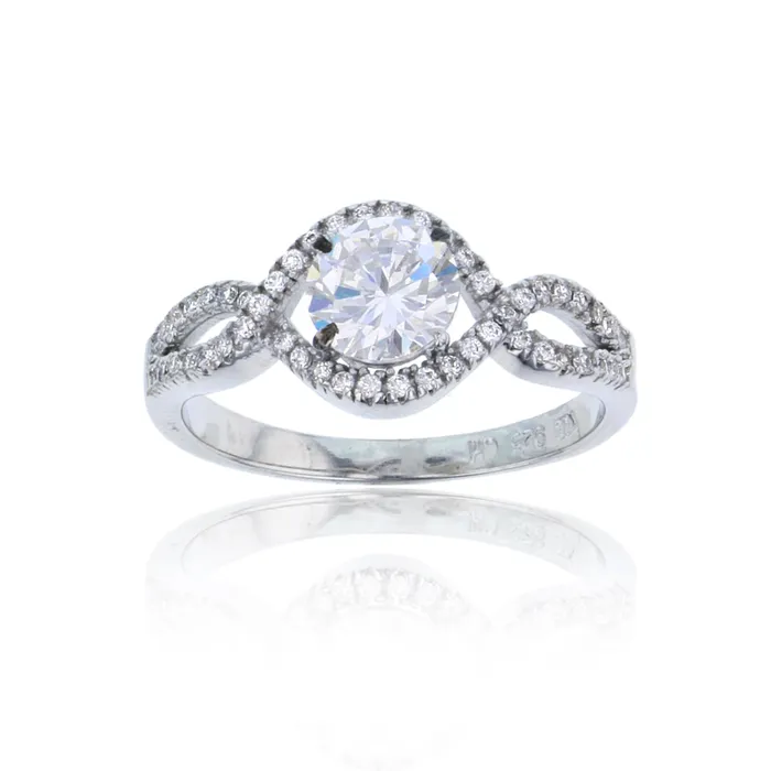 Rings Silver Sterling Silver mm Round Cut Cubic Zirconia Criss Cross Engagement Ring Rings Silver Sterling Silver mm Round Cut Cubic Zirconia Criss Cross Engagement Ring