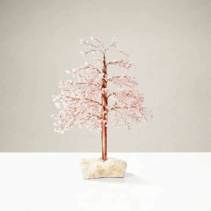 Rose Quartz Tree of Life on Quartz Cluster Base Kalifano Necklaces
