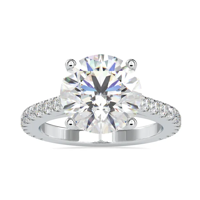 Round Diamond Engagement Ring With Cathedral Setting Diamondrensu Rings