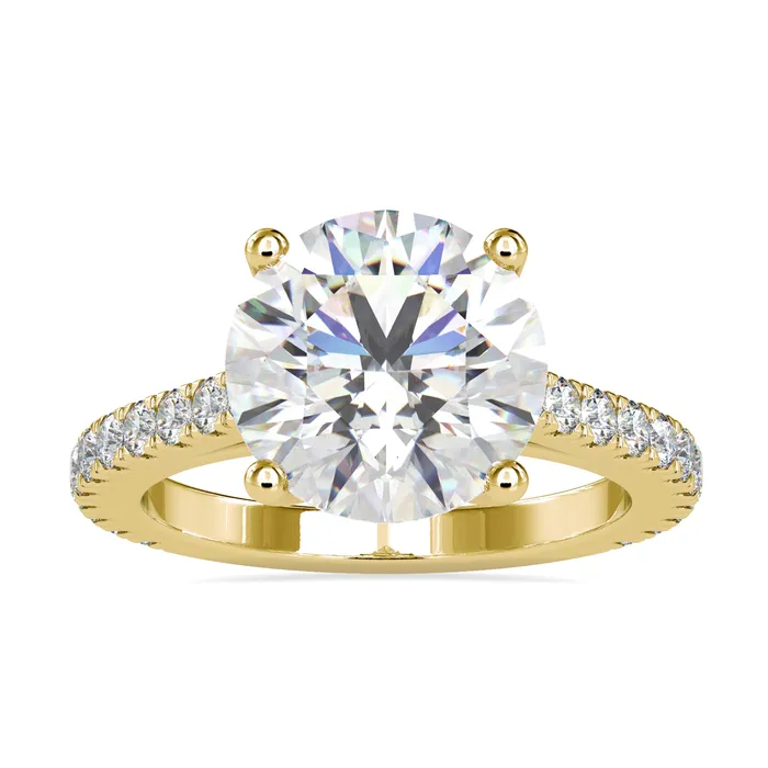 Round Diamond Engagement Ring With Cathedral Setting Diamondrensu Rings